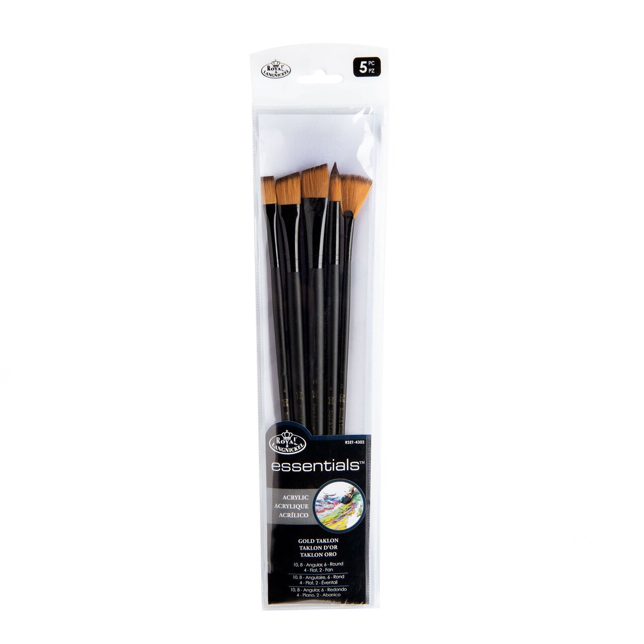 RSET-4302 | Essentials™ 5pc Gold Taklon Variety Brush Set 4302